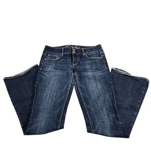 American Eagle Artist Jeans Womens 8 Long Dark Wash Stretch Flare Low Rise 8L